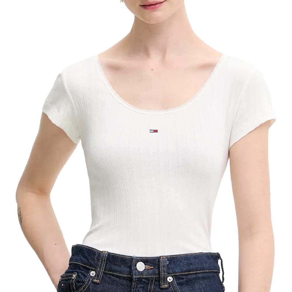 T-Shirt Blanc Femme Tommy Hilfiger DW0DW21570 pas cher