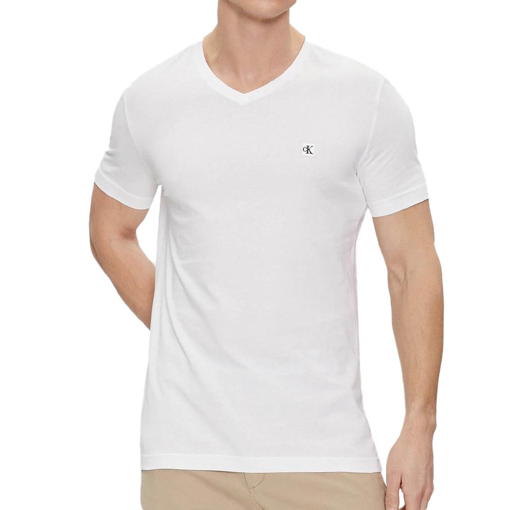T-shirt Blanc Homme Calvin Klein Jeans Badge pas cher
