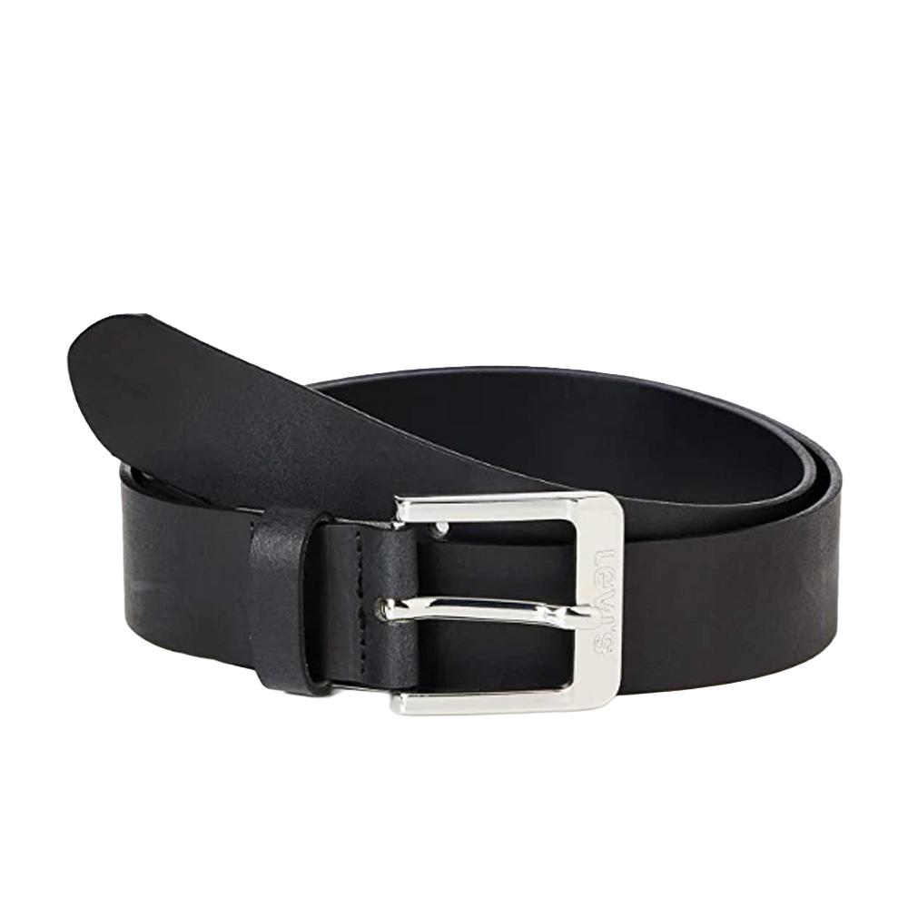 Ceinture Levi's Noire Femme en Cuir avec Boucle Métallique Argentée pas cher