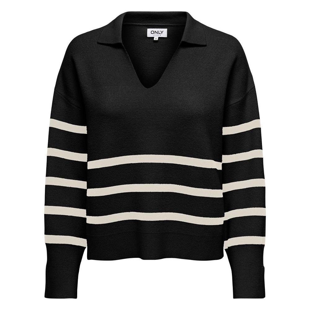 Pull Noir/Ecru Femme Only Monica pas cher