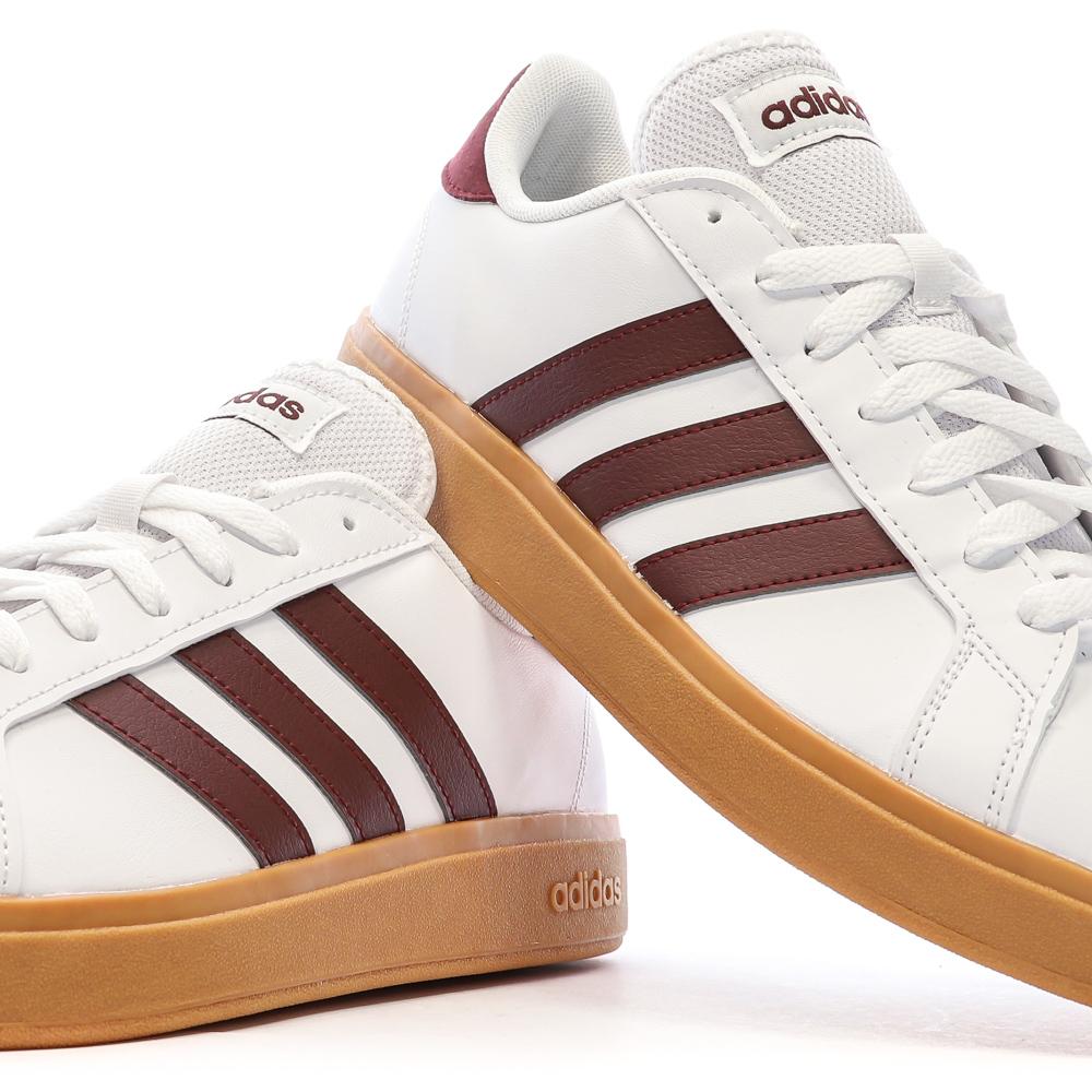 Baskets Blanc/Bordeaux Homme Adidas Grand Court Base 2.0 vue 7