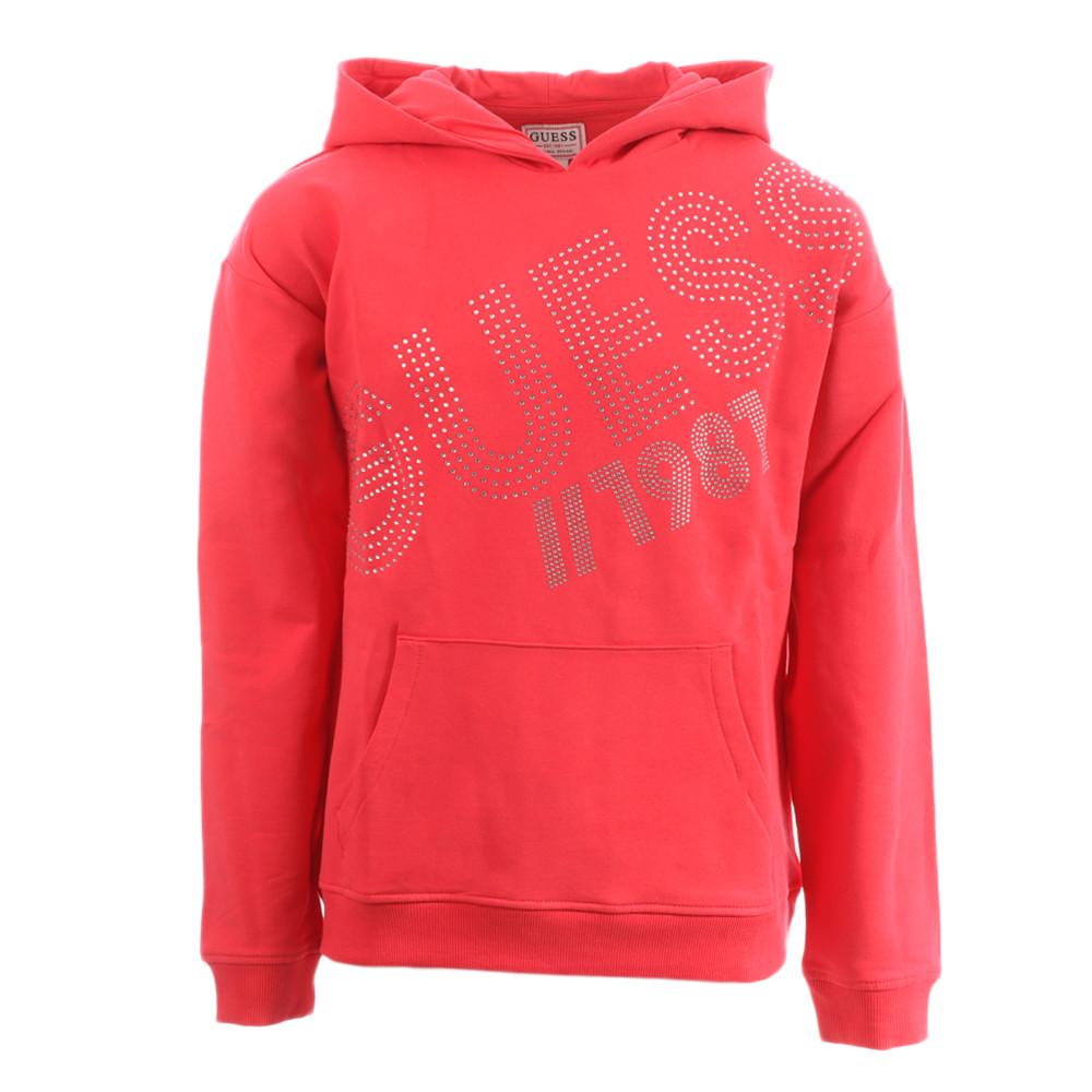 Sweat Rose/Strass Fille Guess J1YQ pas cher