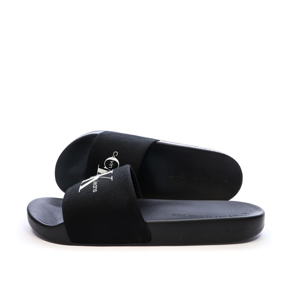 Claquettes Noir Homme Calvin Klein Jeans Slide Monogram pas cher
