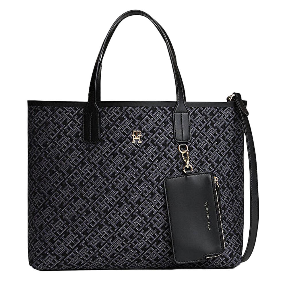 Sac à Main Noir/Gris Femme Tommy Hilfiger Th Icon Satchel Jacq pas cher