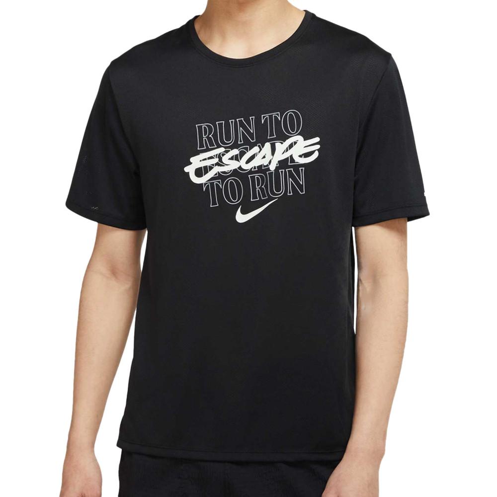 T-Shirt De Running Noir Homme Nike Dri-Fit Miler Wild pas cher