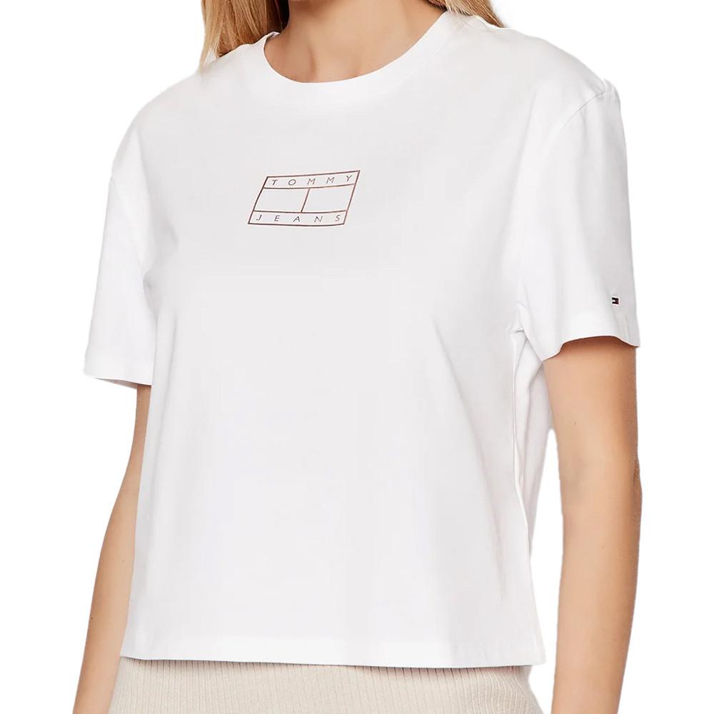 T-shirt Blanc Femme Tommy Hilfiger Small Outline pas cher