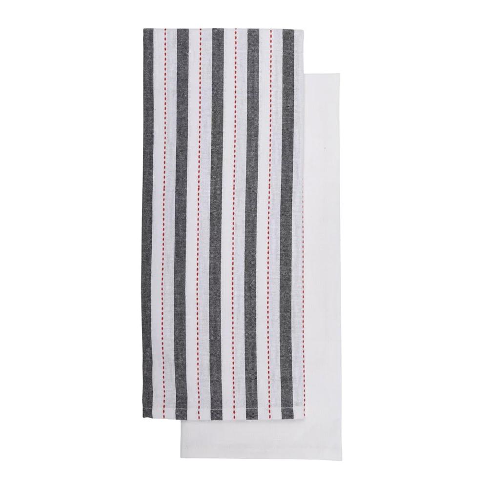 Set 2 Torchons Blanc/Bleu Luance Charlize 50x70cm pas cher