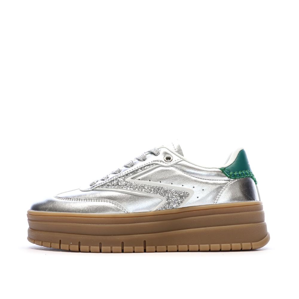 Baskets Argent /Vert Femme Teddy Smith Sneakers 120305 pas cher