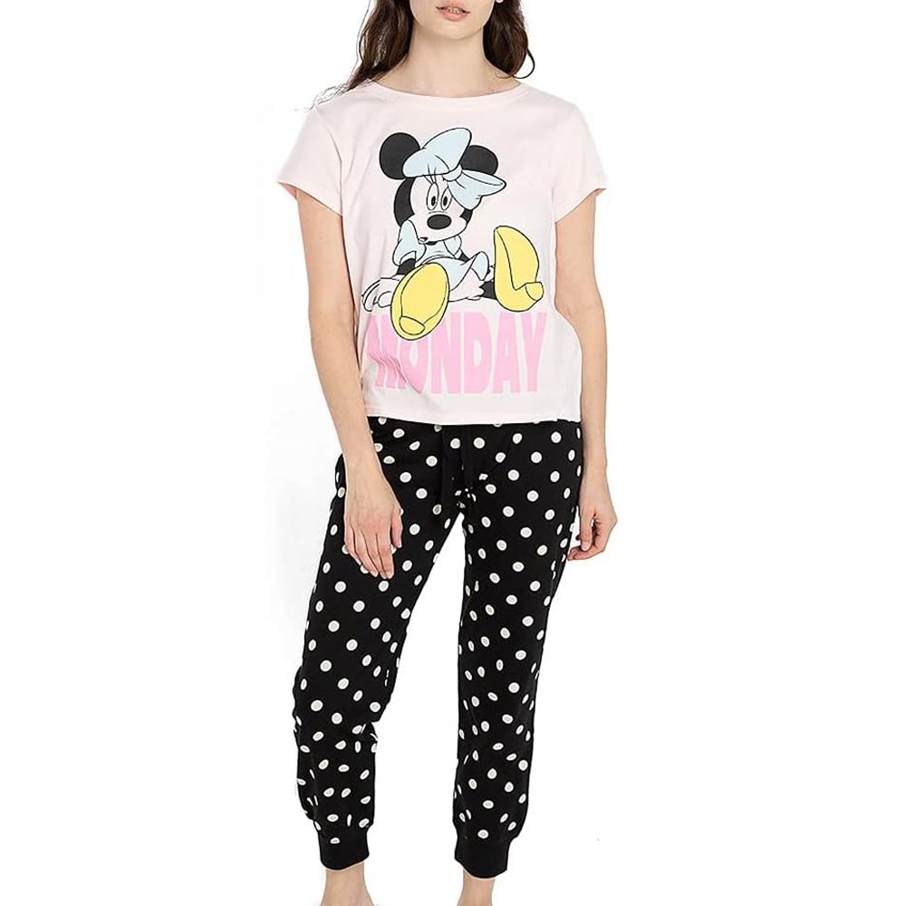 Pyjama Rose/Noir Femme Disney Minnie Monday pas cher