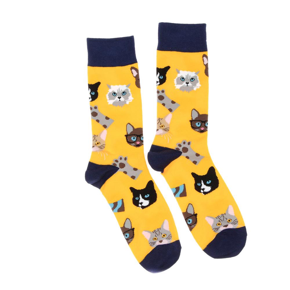 Chaussettes Orange/Noir Mixte Stella Green Chats pas cher