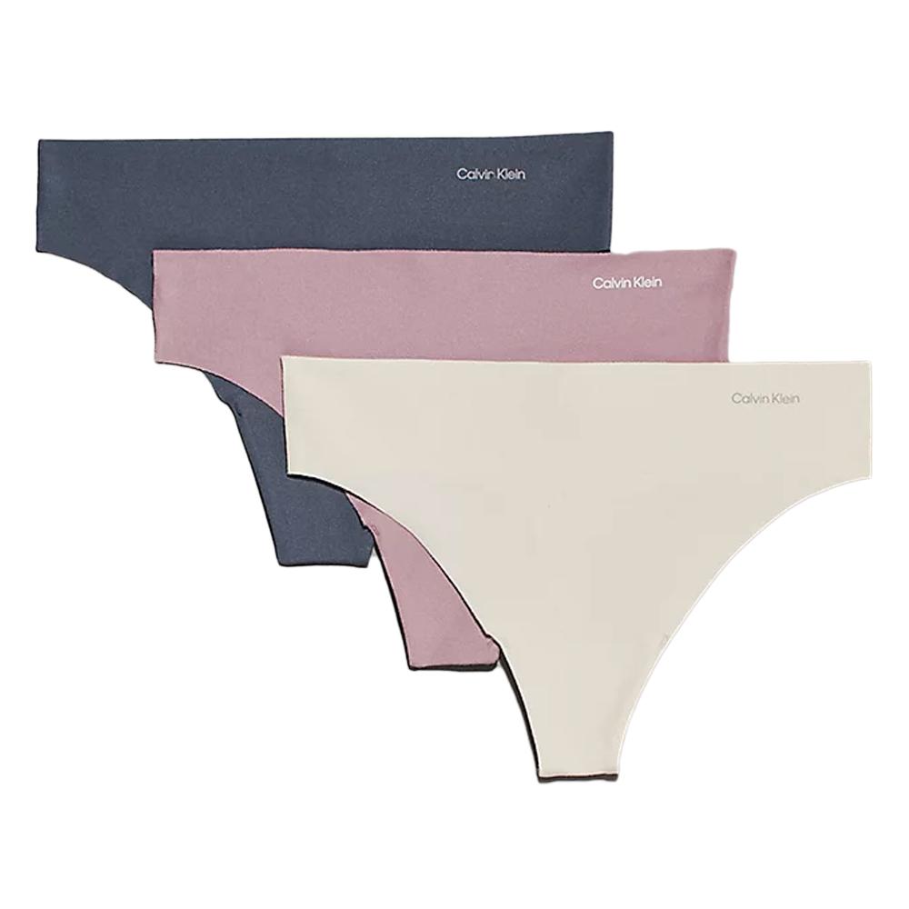 Lot de 3 Strings Noir/Rose/Blanc Femme Calvin Klein Jeans Thong pas cher