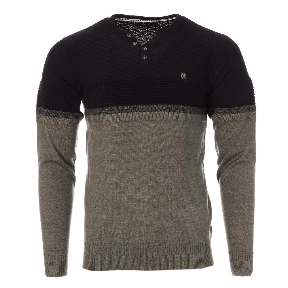 Pull Noir/Gris Homme RMS26 61008 pas cher