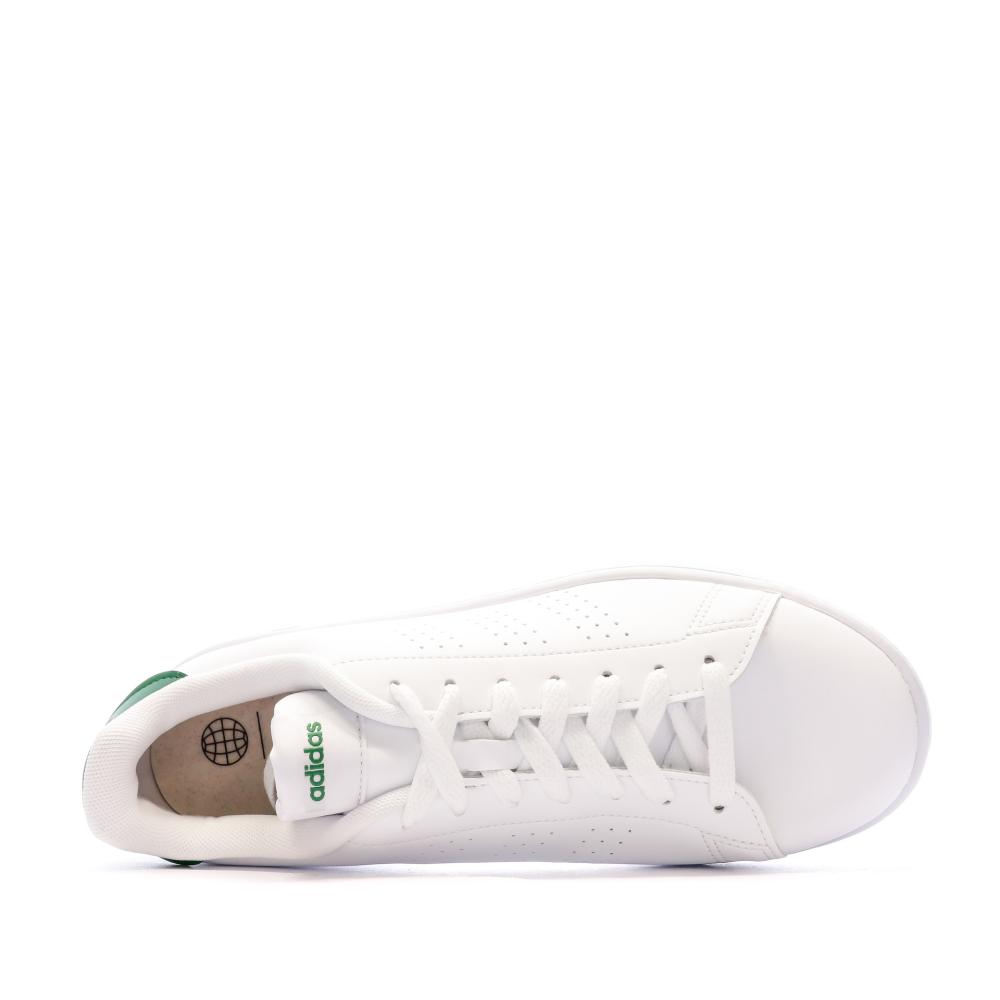 Baskets Blanches/Vert Homme Adidas Advantage vue 4