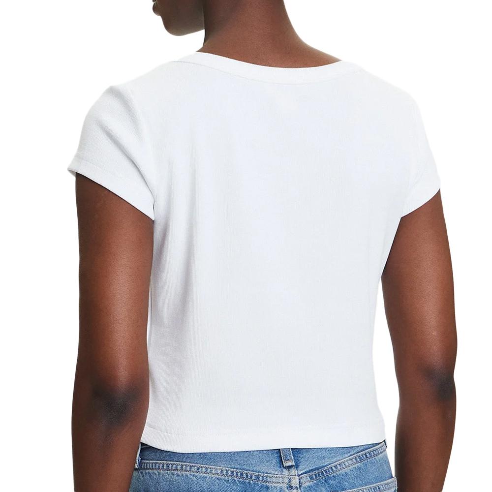 T-Shirt Blanc Femme Calvin Klein Label 2x2 vue 2