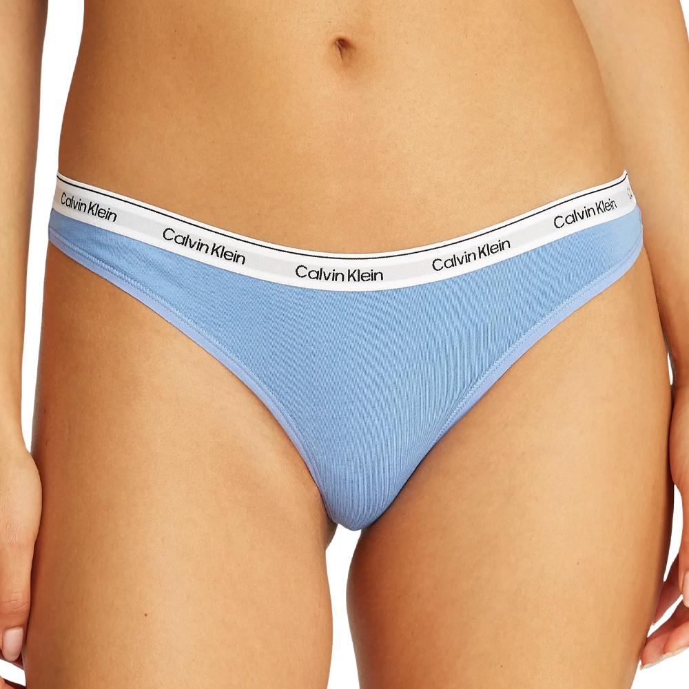 X3 Strings Noir/Bleu Femme Calvin Klein Thong vue 2
