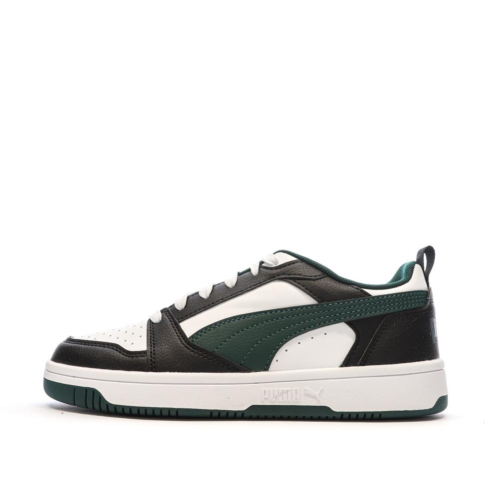 Baskets Noires/Vertes/Blanches Garçon Puma Rebound pas cher