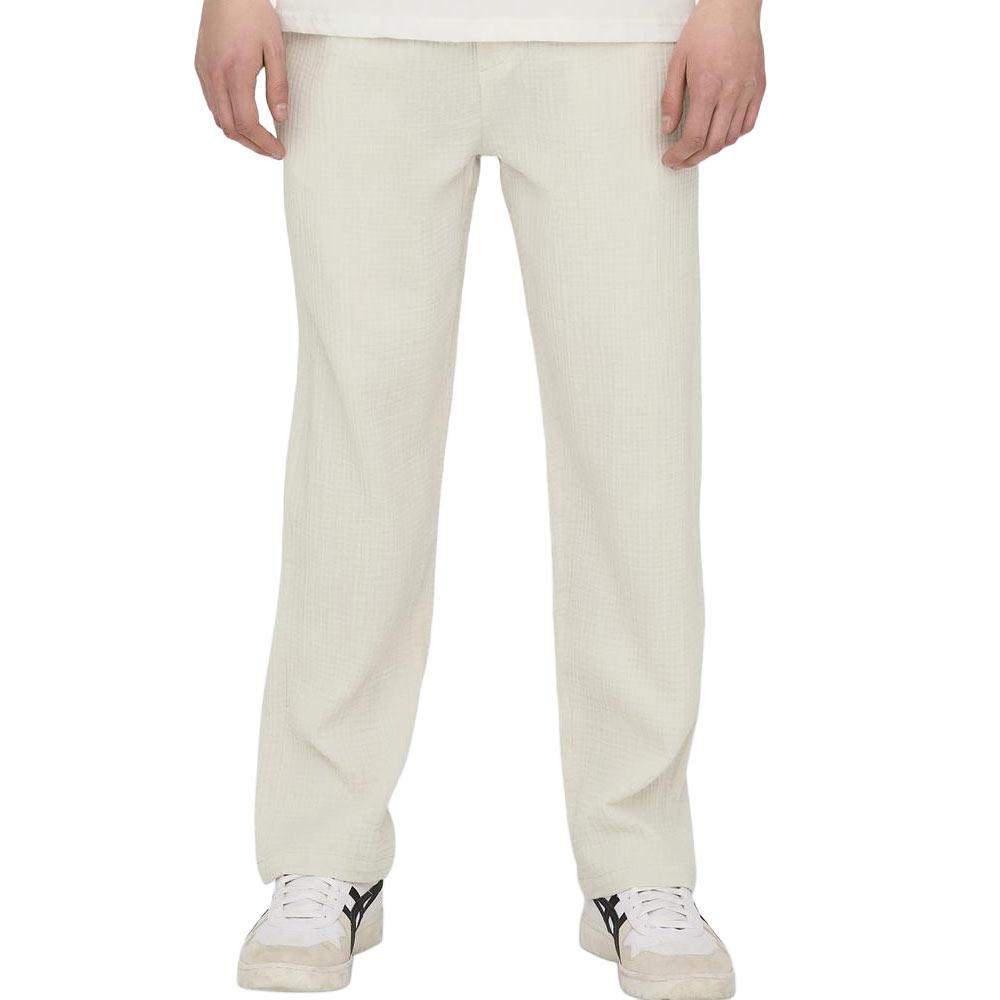 Pantalon Fluide Gaz de coton Beige Homme Only & Sons Onssinus 0158 pas cher