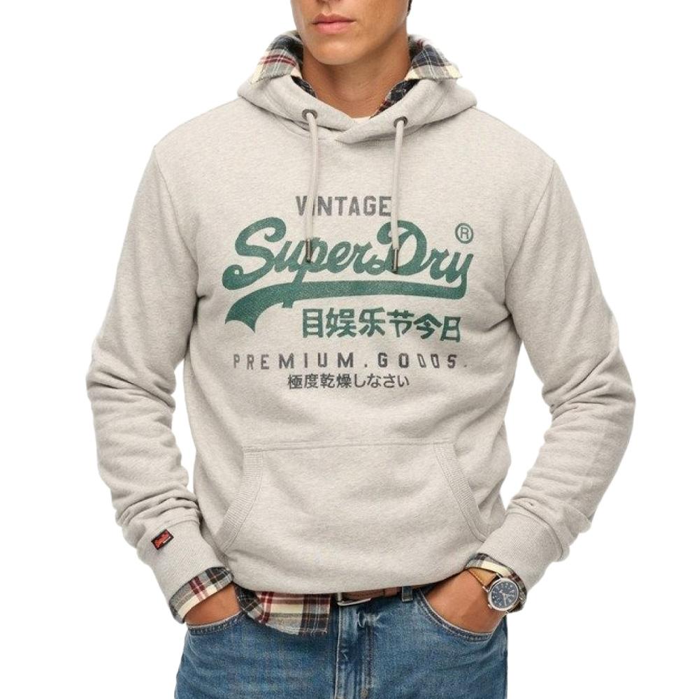 Sweat à Capuche Gris Homme Superdry Duo Classic pas cher