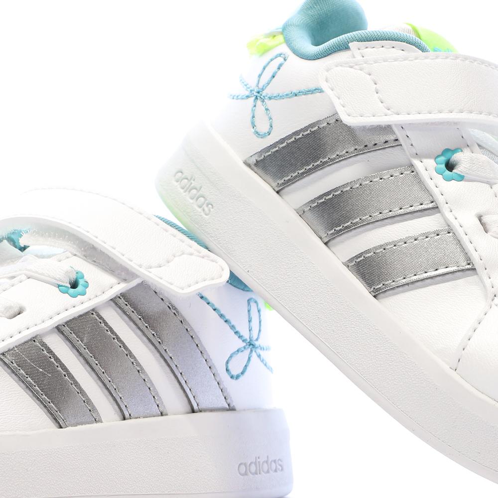 Baskets Blanc/Argent Enfant Adidas Grand Court vue 7