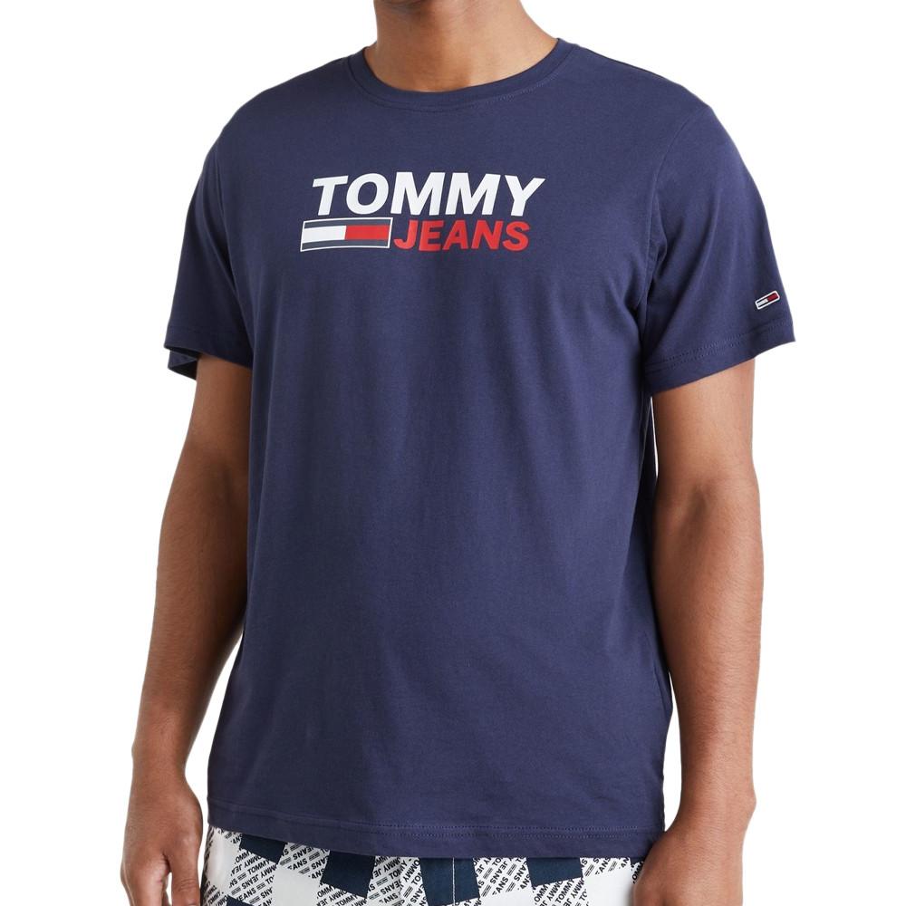 T-shirt Marine Homme Tommy Jeans Corp Logo pas cher
