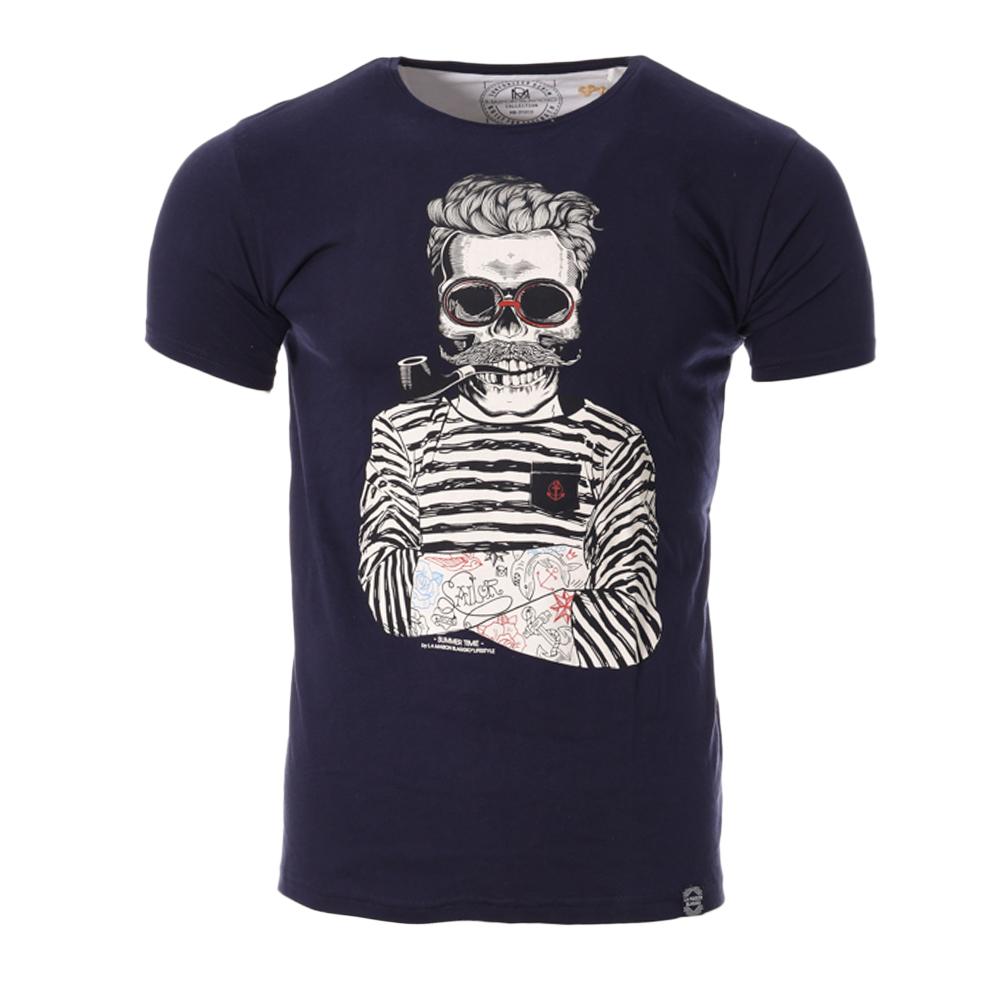 T-shirt Blanc/Marine Homme La Maison Blaggio MARS pas cher