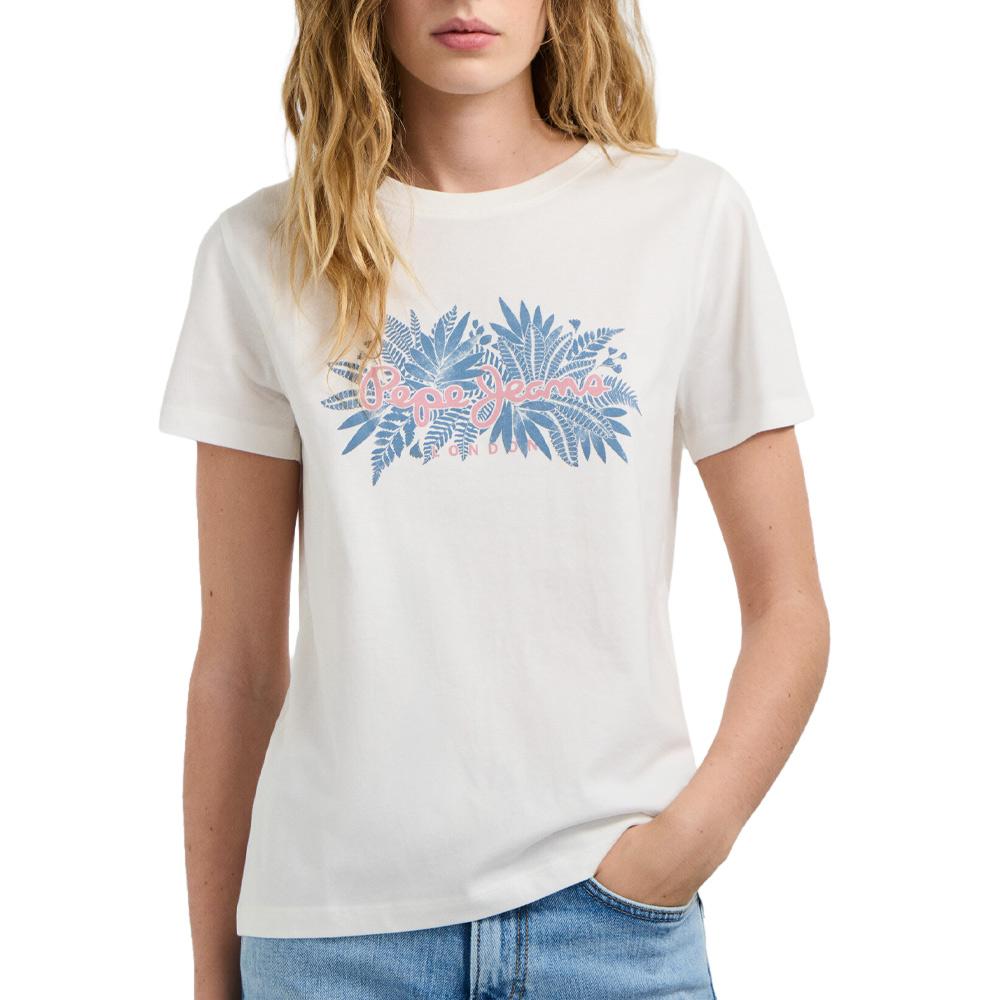 T-Shirt Blanc/Bleu Femme Pepe jeans Cristina pas cher