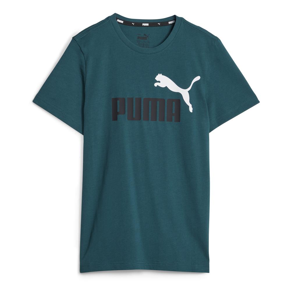 T-shirt Vert/Bleu Garçon Puma Ess+ 2 Col Logo pas cher