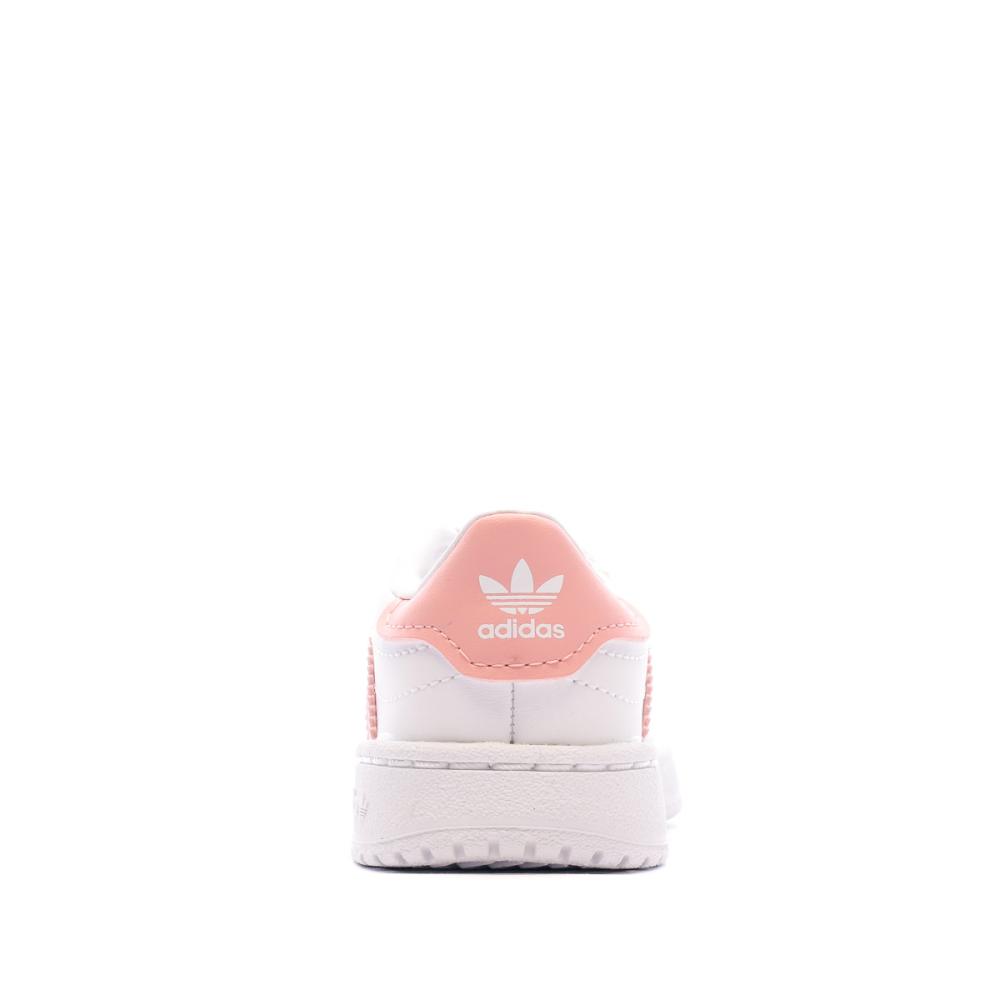 Baskets Blanche/Rose Fille Adidas Team Court vue 3
