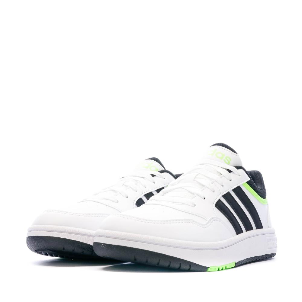 Baskets Blanc/Noir Enfant Adidas Hoops 3.0 K vue 6