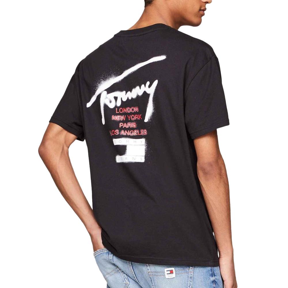 T-shirt Noir Homme Tommy Hilfiger Graffiti vue 2