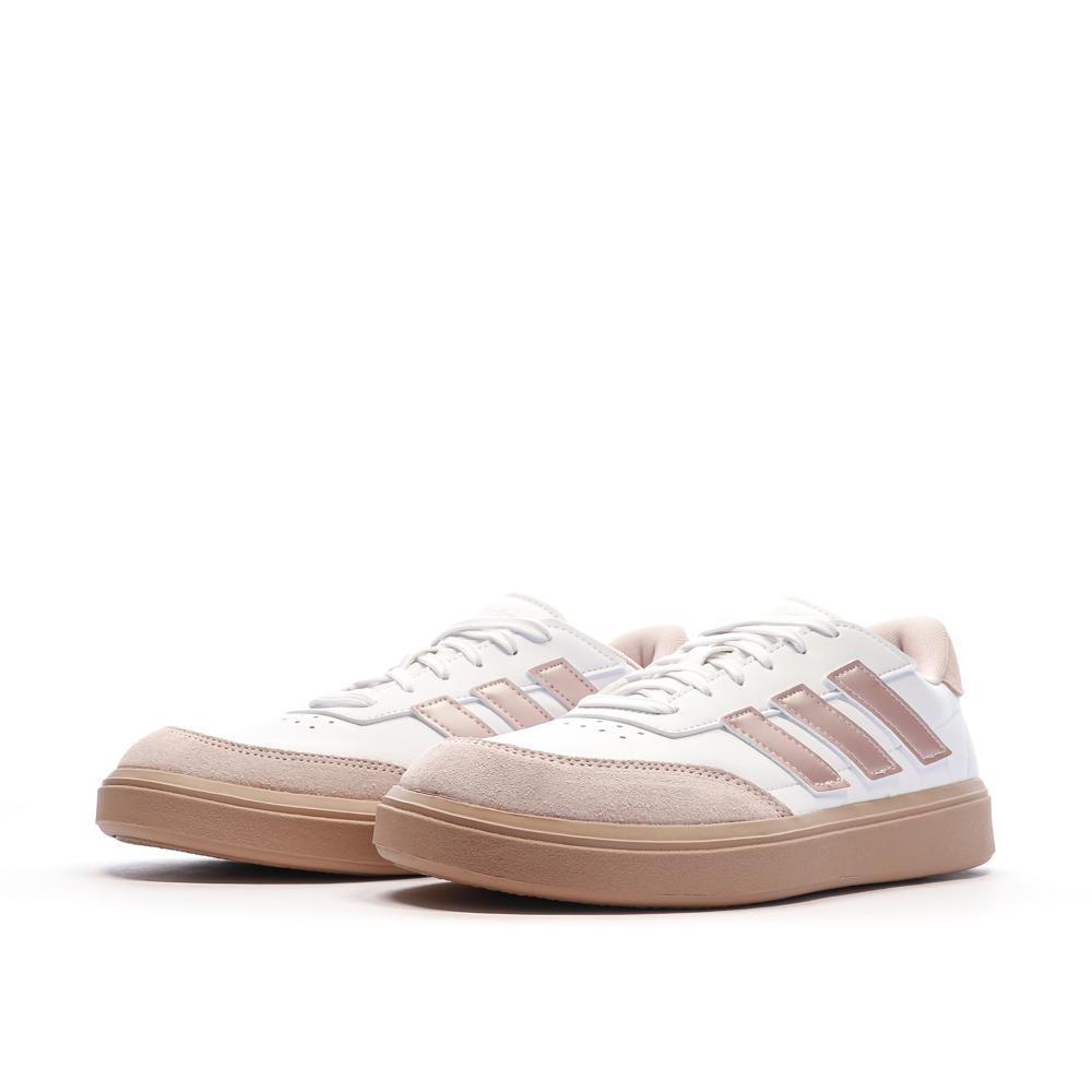 Baskets Blanches/Roses Femme Adidas Courtblock vue 6