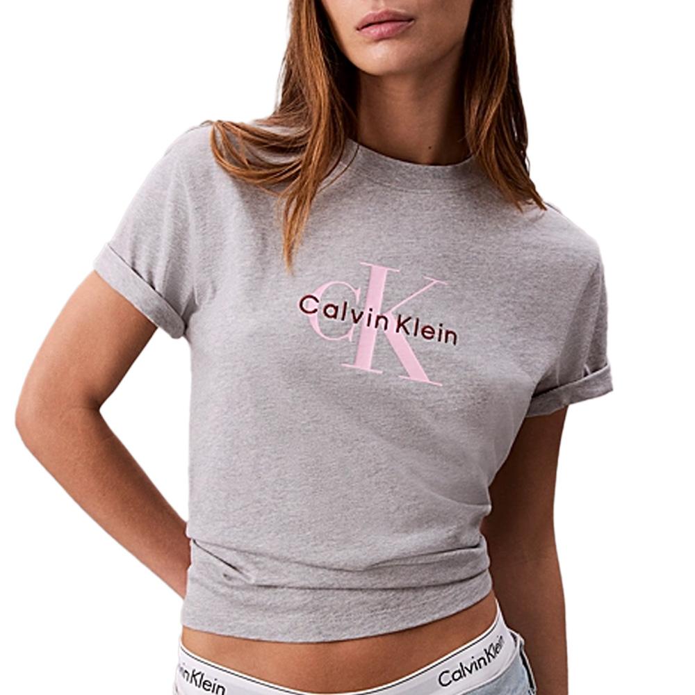 T-Shirt Gris Femme Calvin Klein Jeans Hero pas cher
