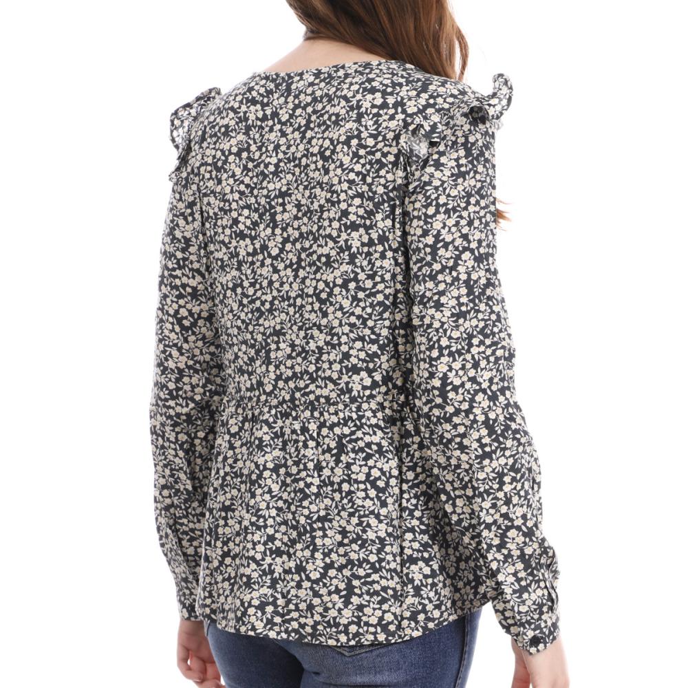 Blouse Bleu/Gris à fleurs Femme Les Tropéziennes Baliste vue 2