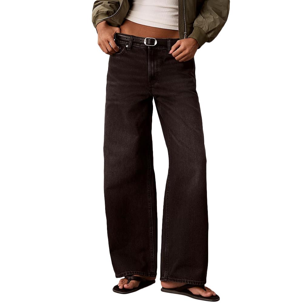 Jean Noir Femme Calvin Klein Jeans Low Rise Baggy pas cher