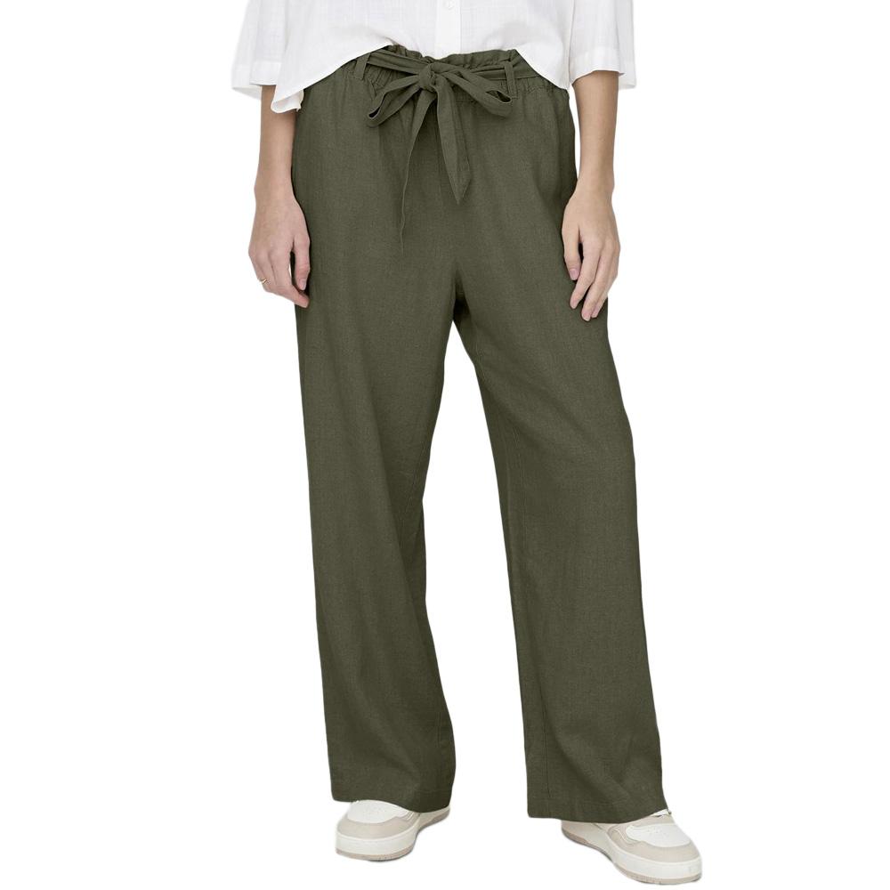 Pantalon en lin Kaki Femme JDY Say pas cher