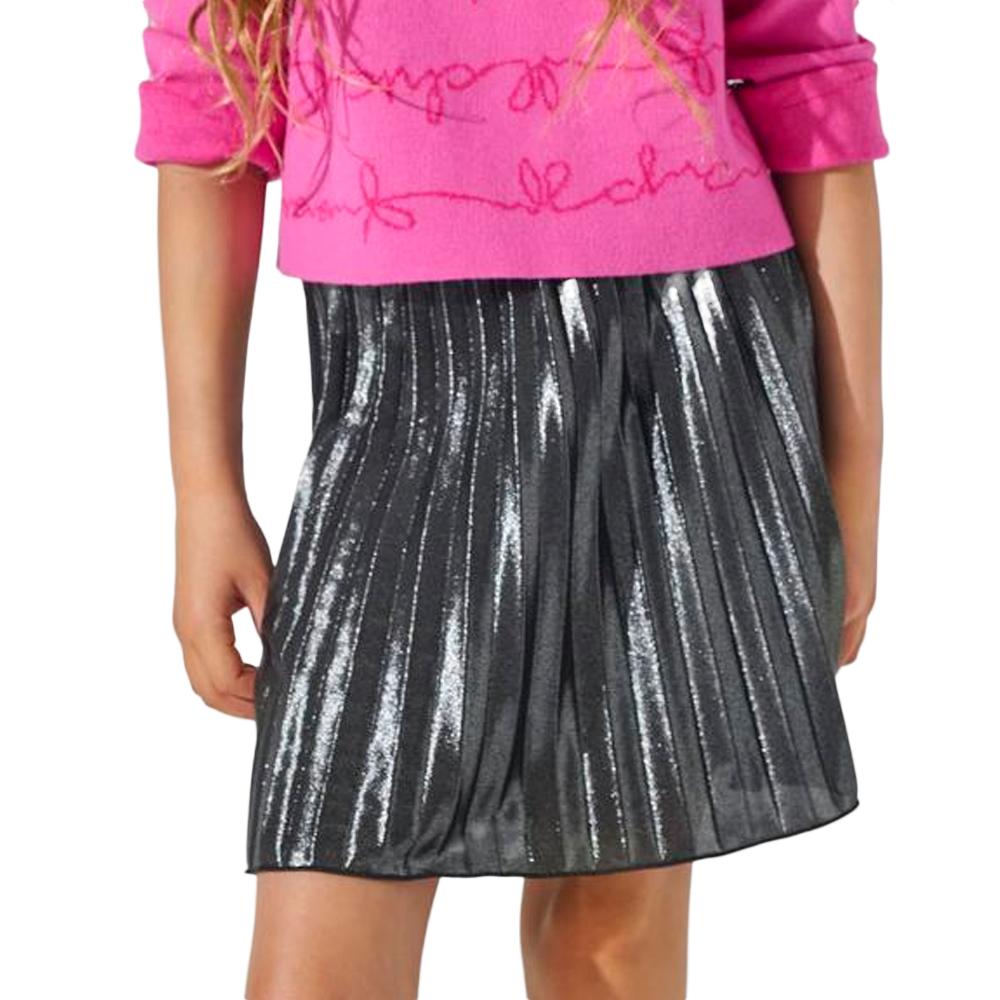 Jupe Grise Métallique Fille Kids ONLY Lyon Pleated Shine pas cher