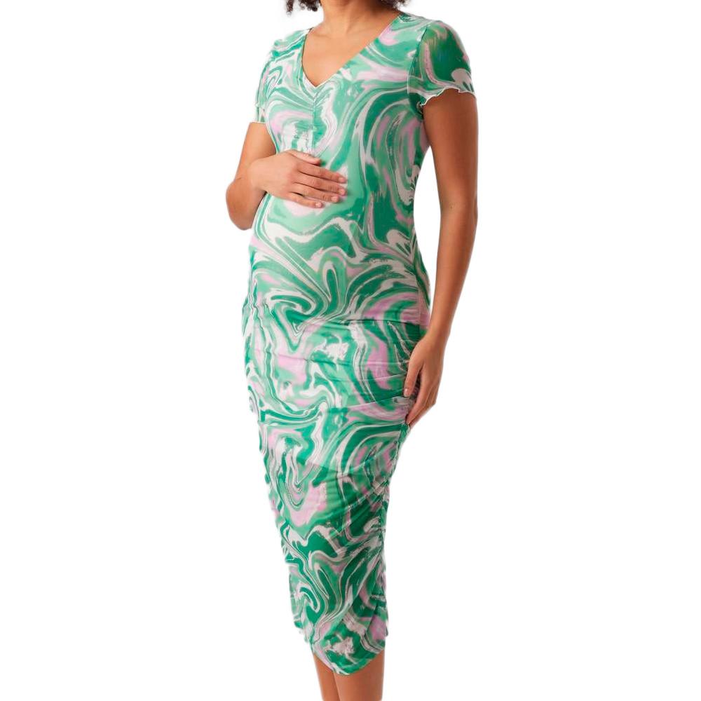 Mamalicious Swan Women's Green/White Dress affordable