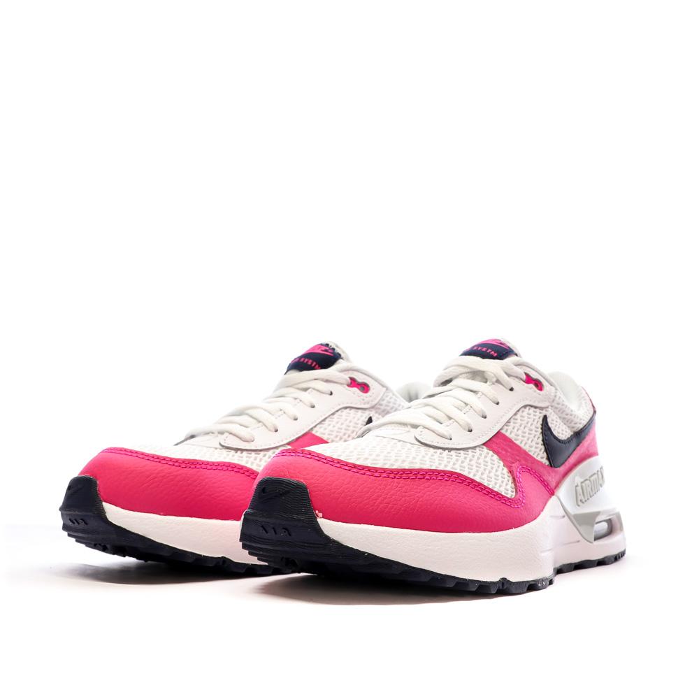 Baskets Blanc/Rose Femme Nike Air Max Systm vue 6