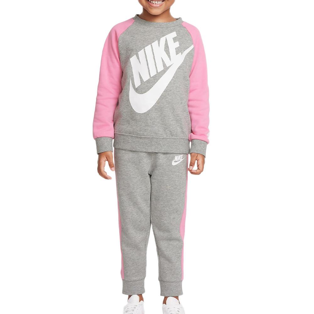 Survêtement Gris/Rose Fille Nike Futura Crew pas cher