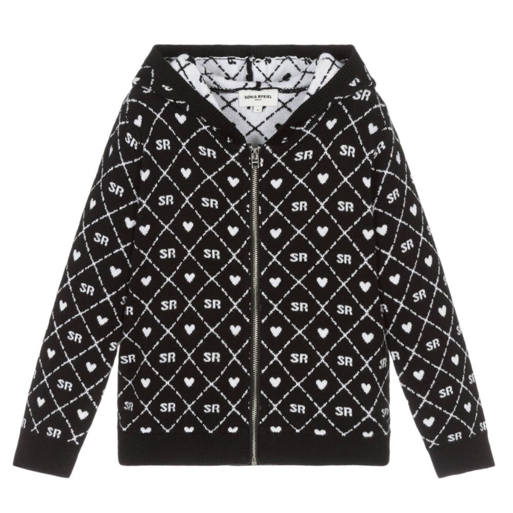 Sweat Zippé Noir/Blanc Fille A15032 pas cher