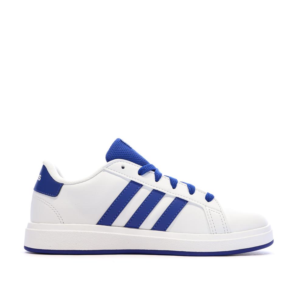 Baskets Blanc/Bleu Garçon Junior Adidas Grand Court 2.0 vue 2