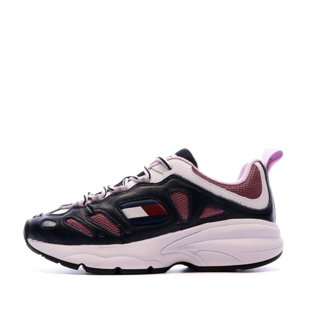 Baskets Marine/Rose Femme Tommy Jeans Heritage pas cher