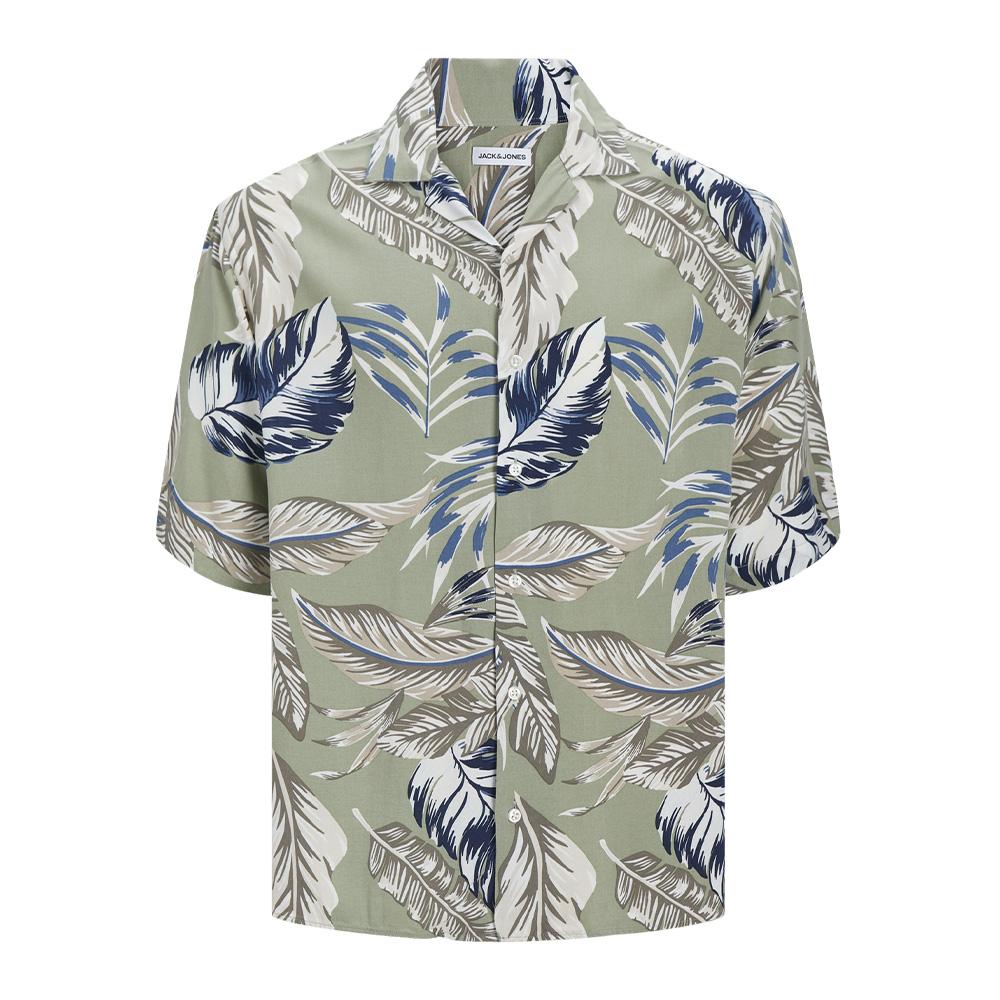 Chemisette Kaki/Marine Garçon Jack & Jones Resort Floral pas cher