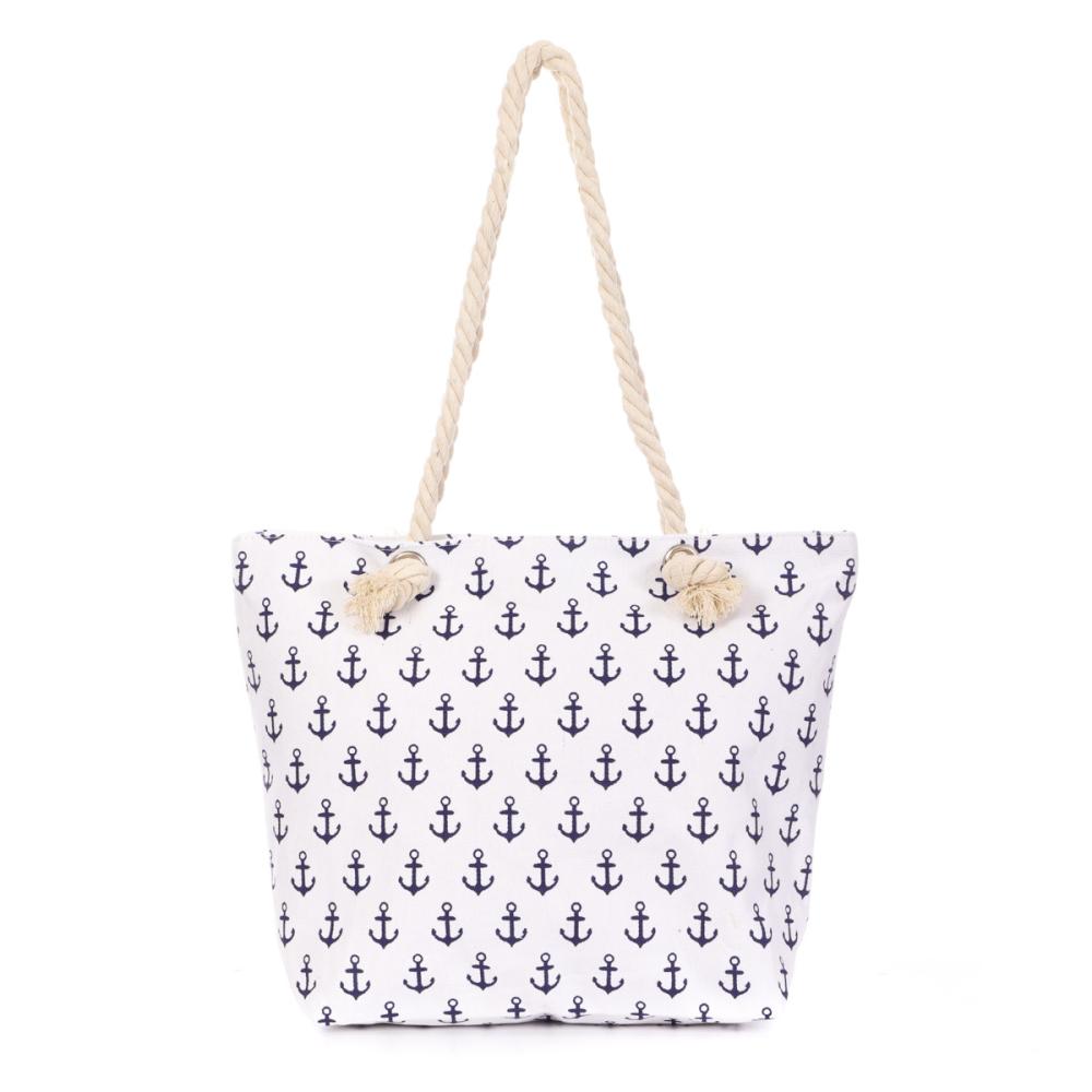 Sac de Plage Blanc et Ancre Marine pas cher