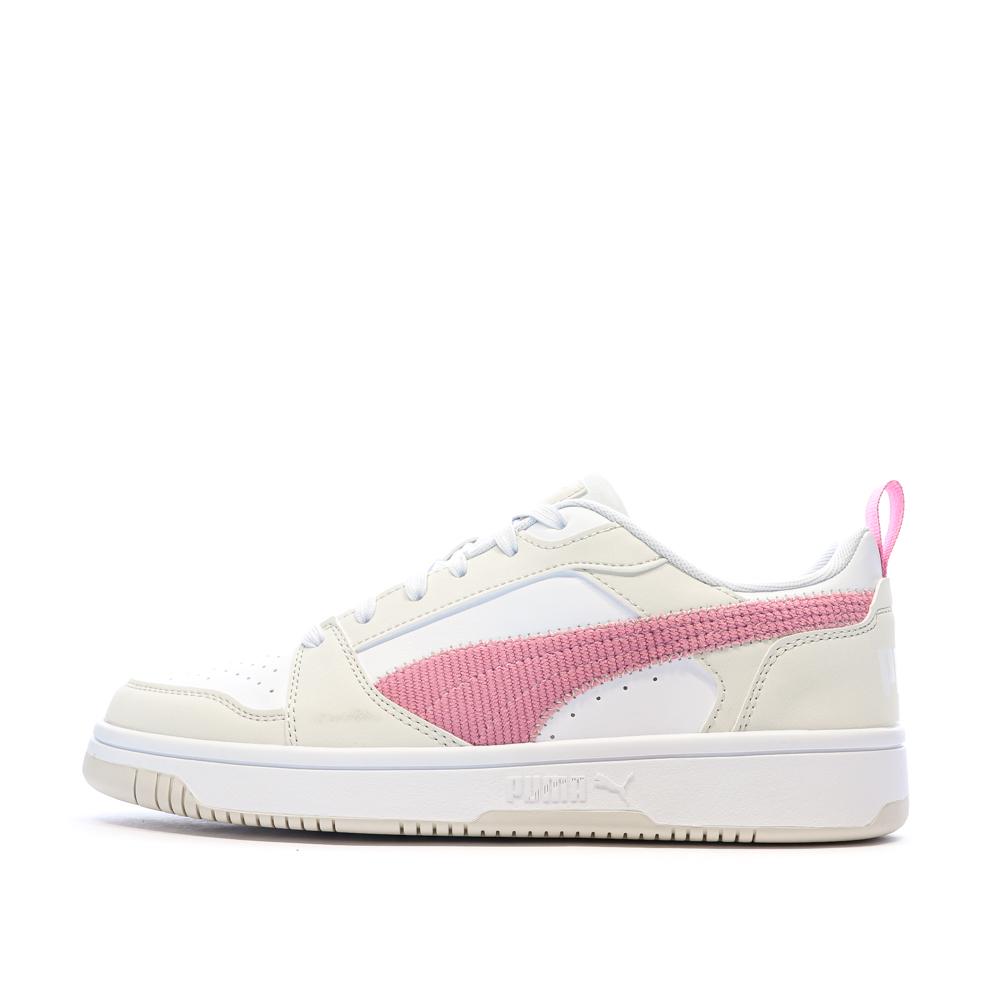 Baskets Ecru/Rose Fille Puma Rebound V6 Lo Cord pas cher