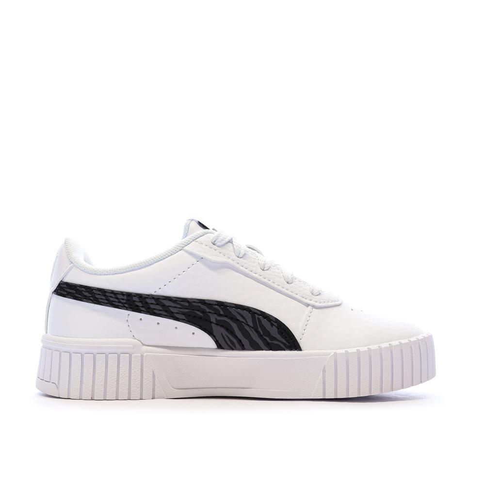 Baskets Blanche/Noir Fille Puma Carina 2.0 Zebra vue 2