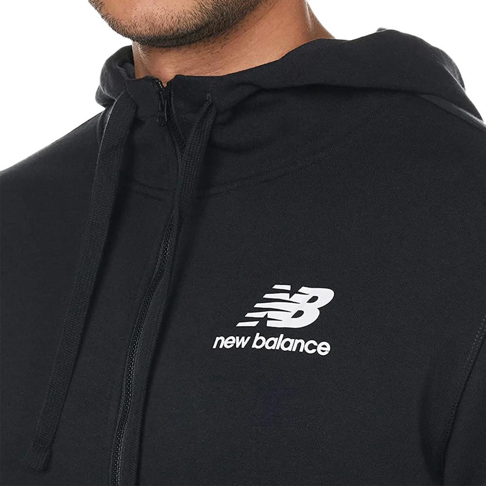 Sweat Zippé Noir Homme New Balance Essentials Stacked vue 3
