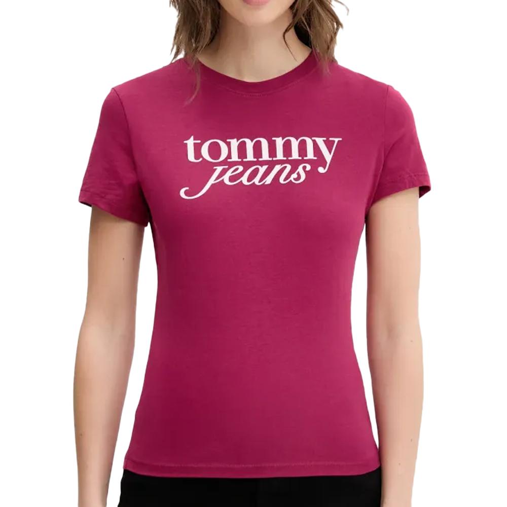 T-shirt Rose/Blanc Femme Tommy Hilfiger Essential pas cher