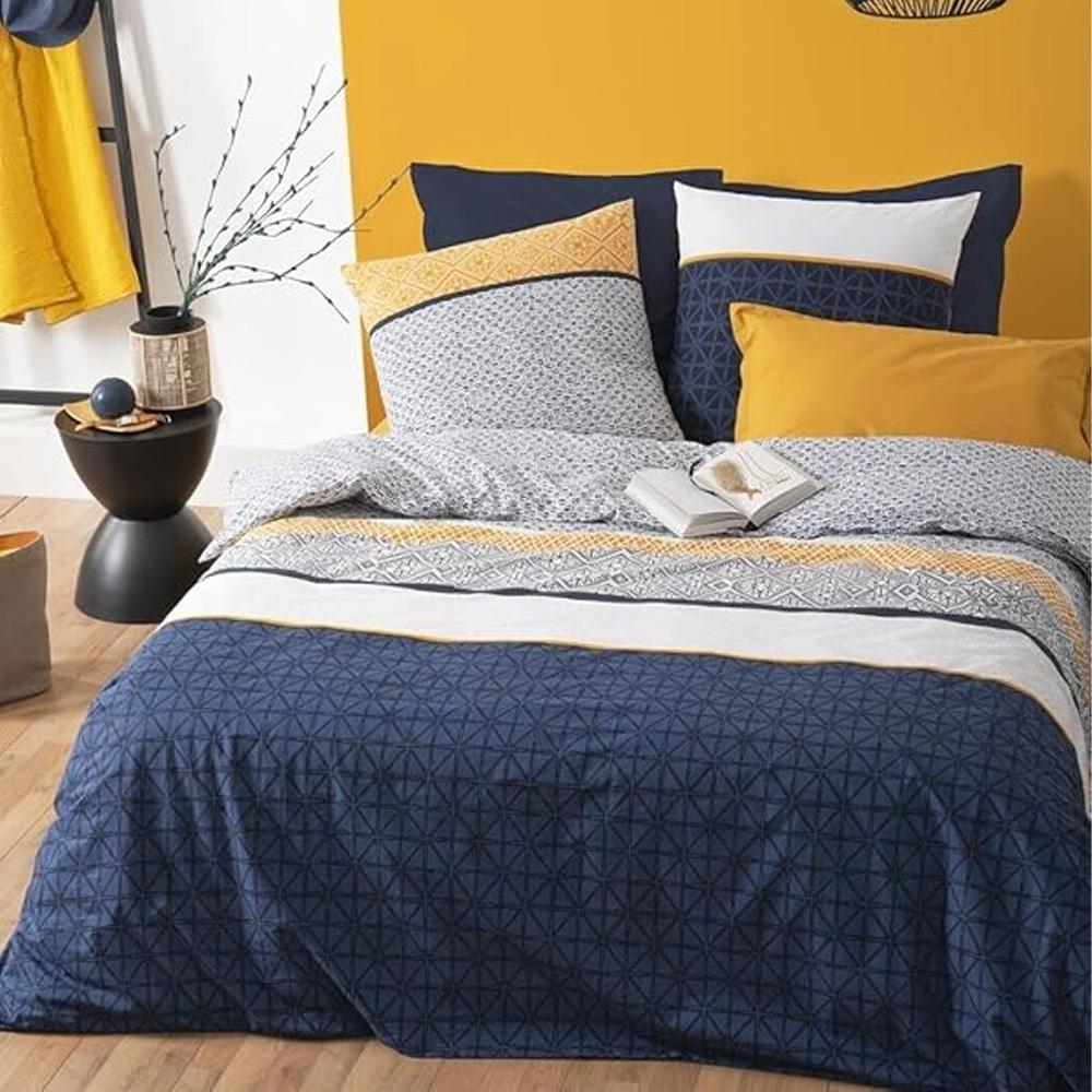 Parure de Lit Bleu/Jaune Atmosphera Etnik 240x220 pas cher