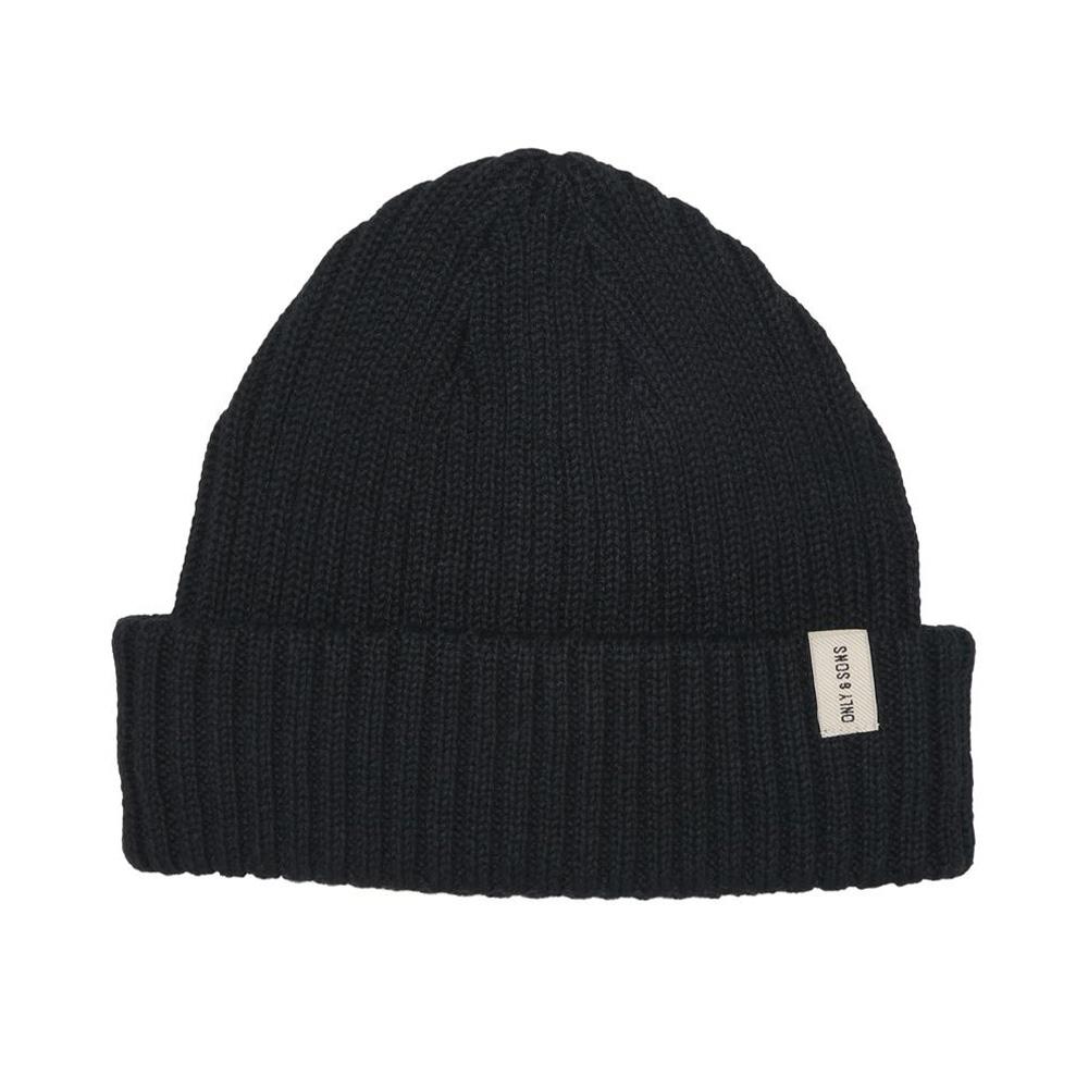 Bonnet Noir Homme Only & Sons Beanie pas cher
